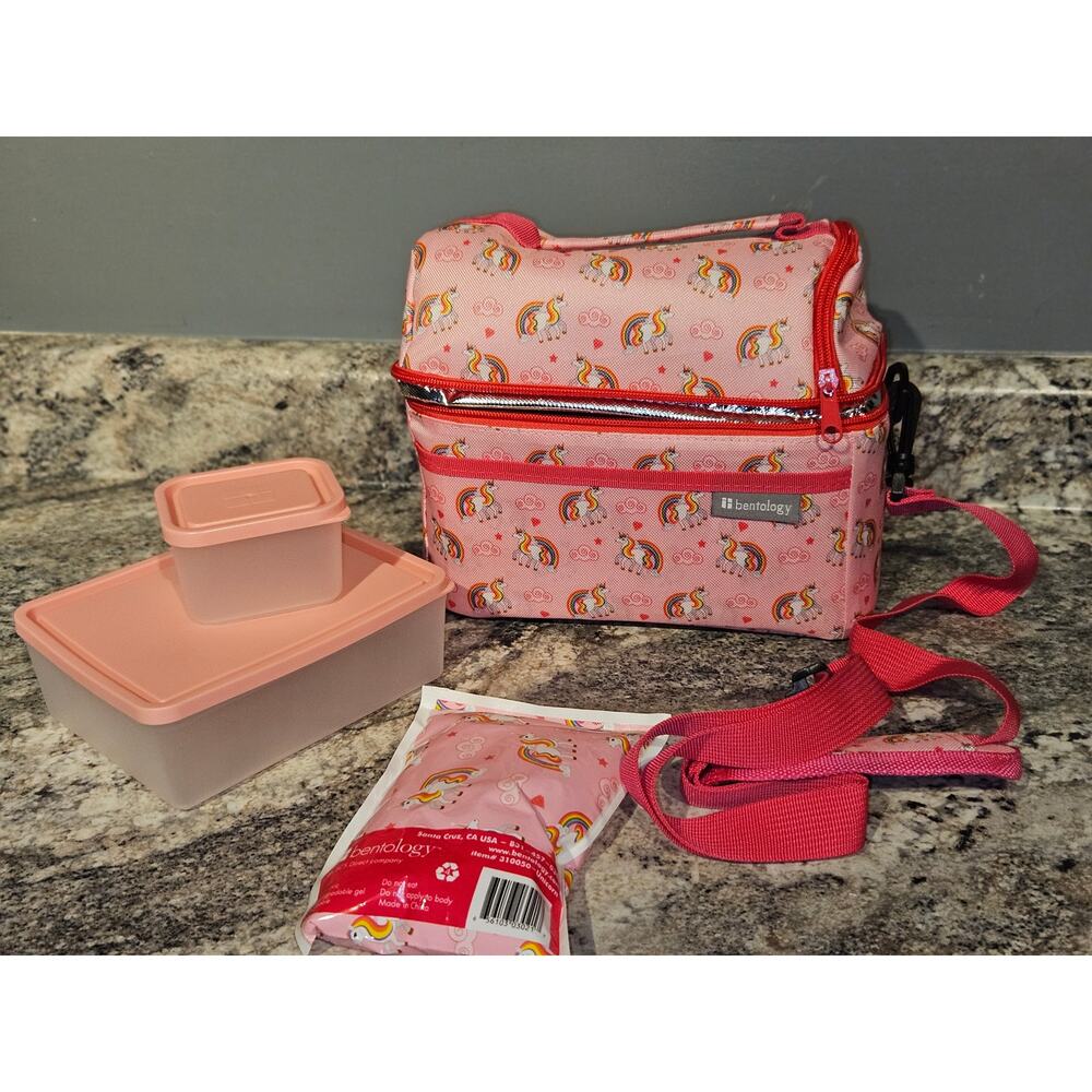 Bentology Insulated Durable Lunch Bag W/Handle and Pockets - Unicorns